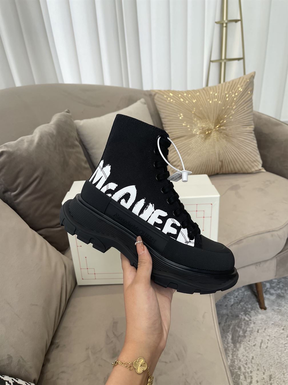 ALEXANDER MCQUEEN GRAFFITI TREAD SLICK HIGH-TOP SNEAKERS - ALD029