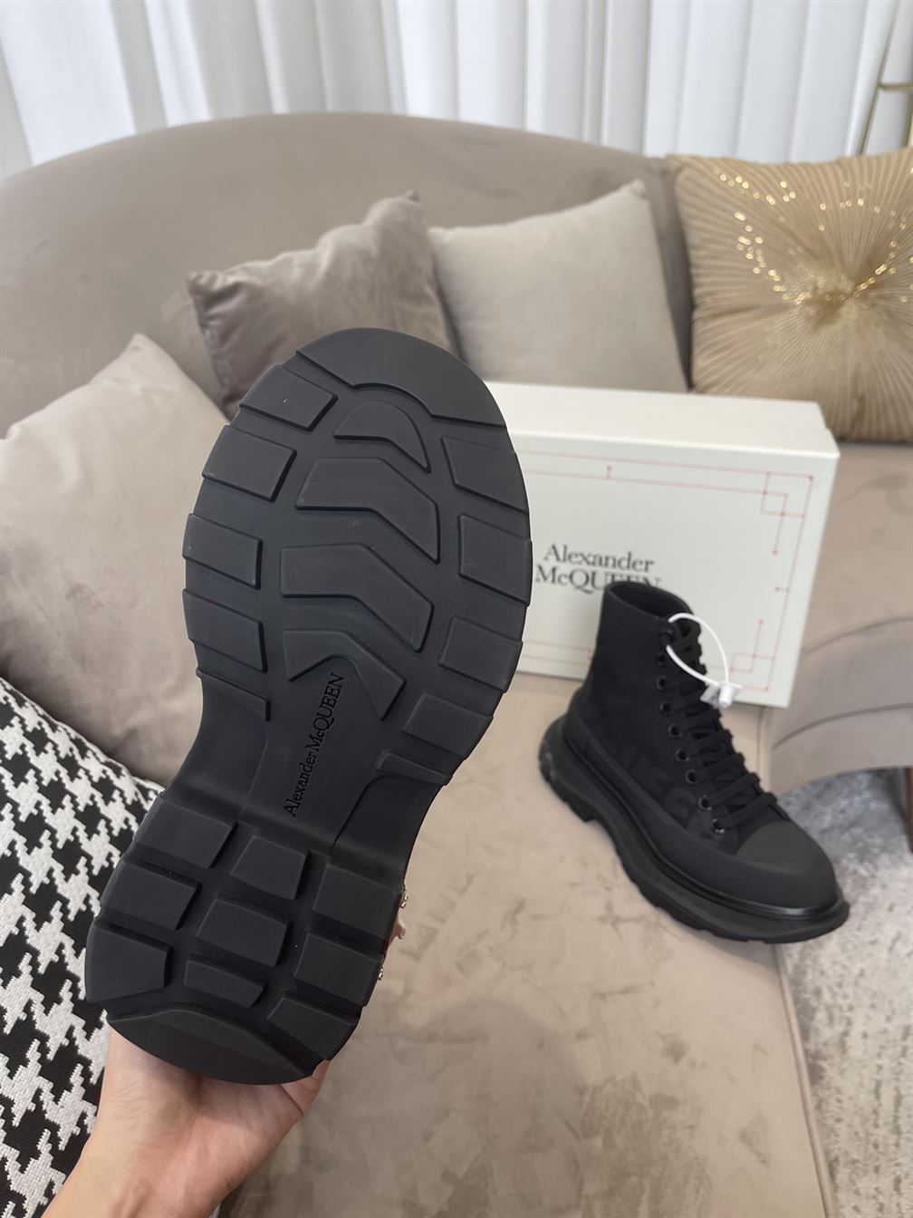 ALEXANDER MCQUEEN GRAFFITI TREAD SLICK HIGH-TOP SNEAKERS - ALD034