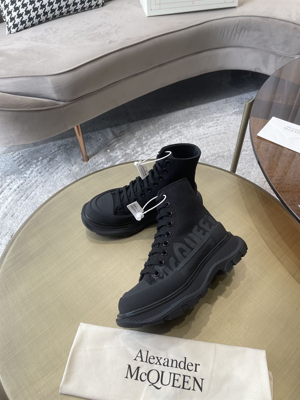 ALEXANDER MCQUEEN GRAFFITI TREAD SLICK HIGH-TOP SNEAKERS - ALD034