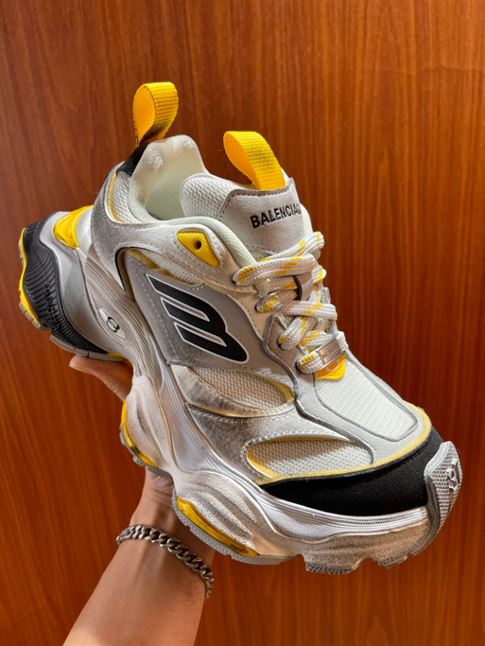 BALENCIAGA CARGO SNEAKER IN GREY BLACK AND YELLOW - BLA076