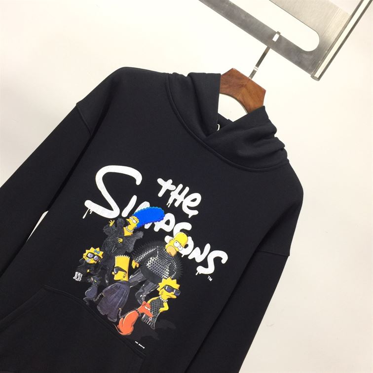 BALENCIAGA MEN SIMPSONS TM AND 20TH TELEVISION HOODIE WIDE FIT IN BLACK - BH014
