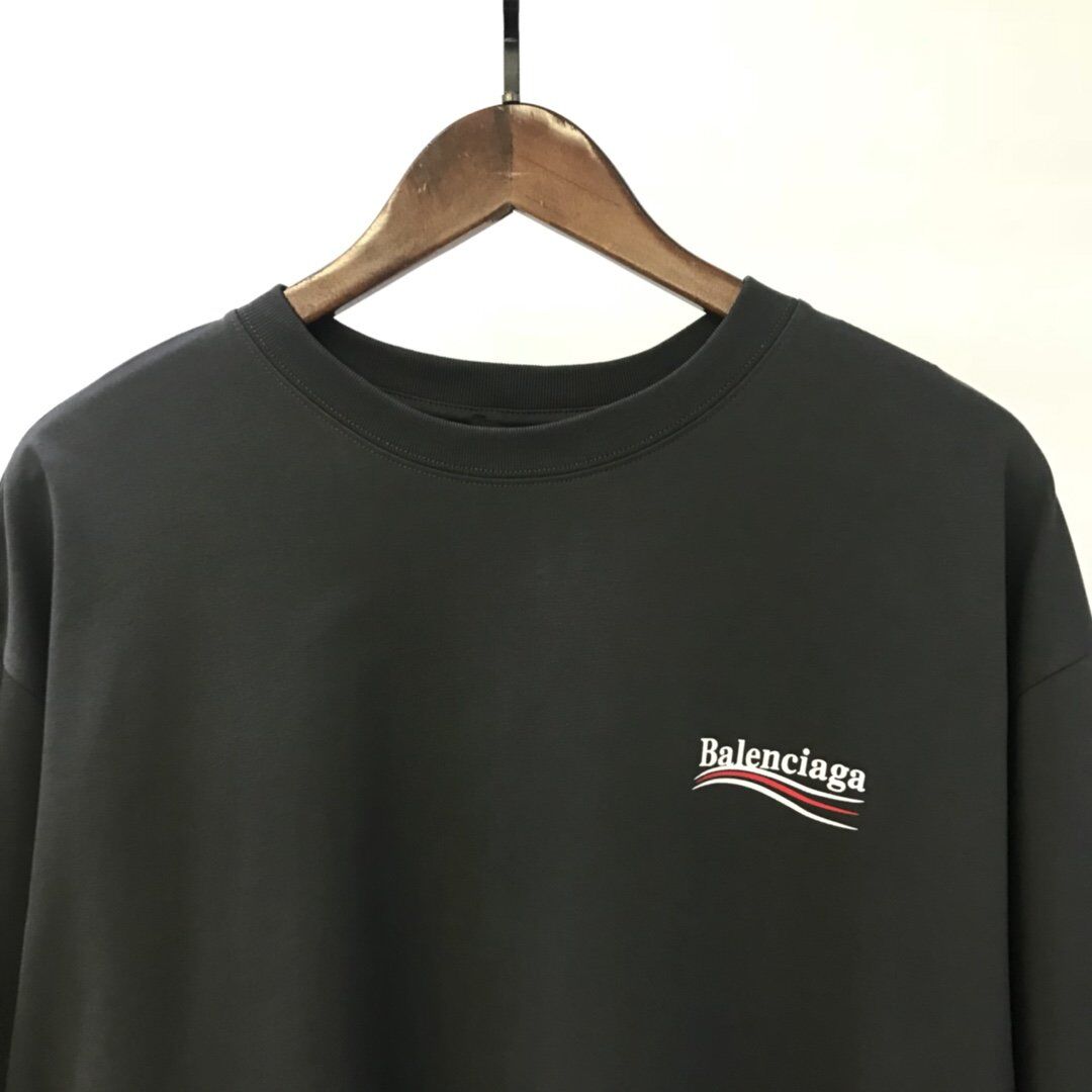 BALENCIAGA MEN'S POLITICAL CAMPAIGN T-SHIRT LARGE FIT IN GREY - BAS019