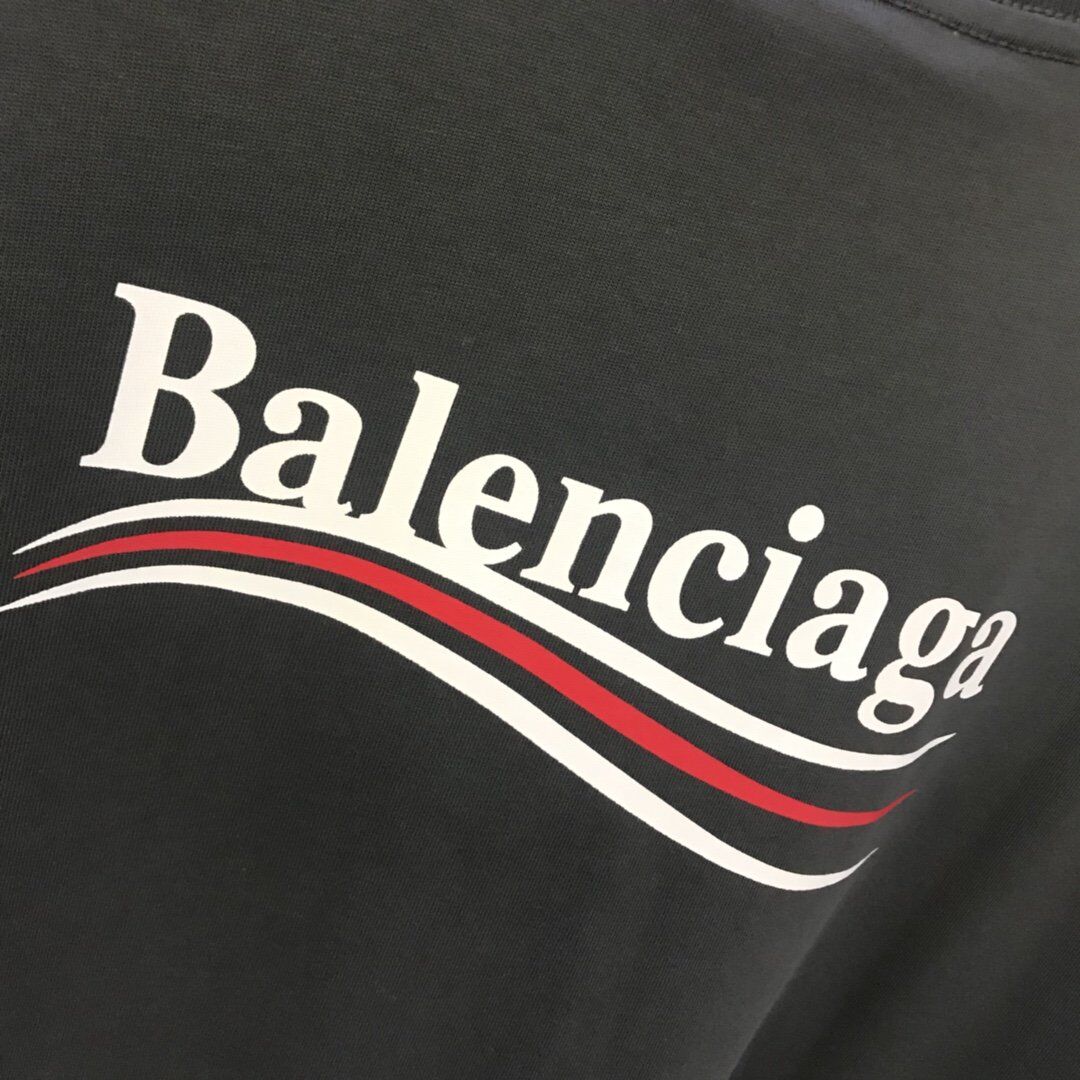 BALENCIAGA MEN'S POLITICAL CAMPAIGN T-SHIRT LARGE FIT IN GREY - BAS019