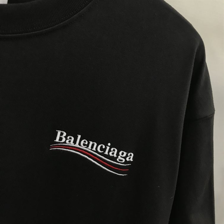 BALENCIAGA MEN'S POLITICAL CAMPAIGN T-SHIRT REGULAR FIT IN BLACK - BAS002