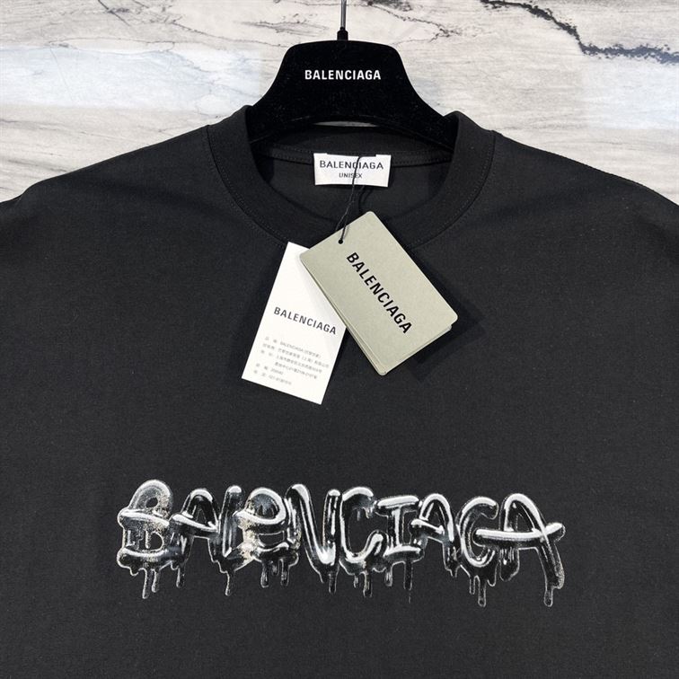 BALENCIAGA MEN'S SLIME T-SHIRT MEDIUM FIT IN BLACK - BAS011