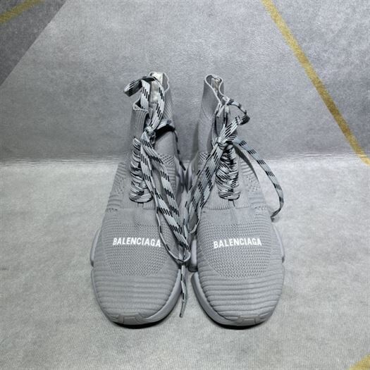 BALENCIAGA MEN'S SPEED 2.0 LACE-UP RECYCLED KNIT SNEAKER IN GREY - BLA035