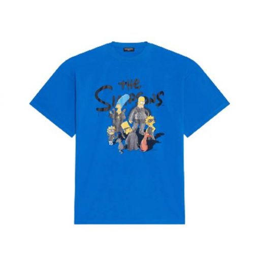BALENCIAGA MEN'S THE SIMPSONS TM 20TH TELEVISION T-SHIRT OVERSIZED IN INDIGO - BAS006