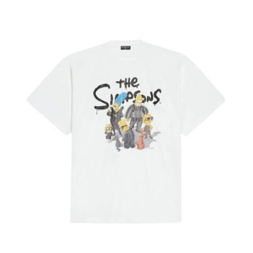 BALENCIAGA MEN'S THE SIMPSONS TM 20TH TELEVISION T-SHIRT OVERSIZED IN WHITE - BAS005