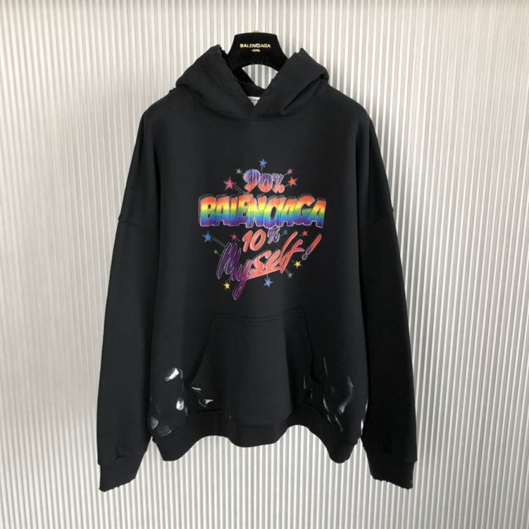 BALENCIAGA RAINBOW LOGO PRINT HOODIE - BH011