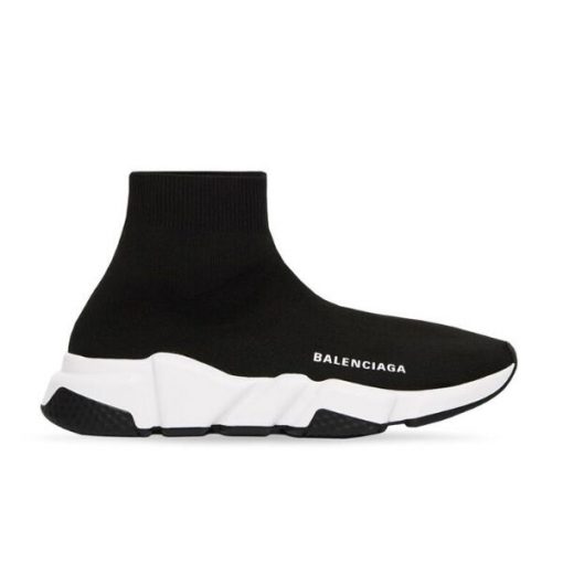 BALENCIAGA SPEED RECYCLED KNIT SNEAKER IN BLACK/WHITE - BLA052