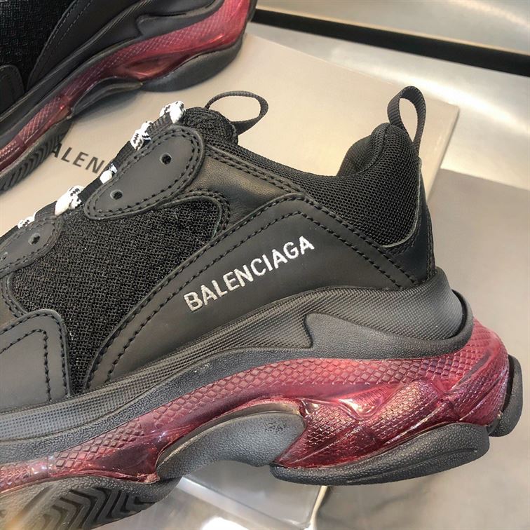 BALENCIAGA TRIPLE S BLACK RED CLEAR SOLE - BLA012