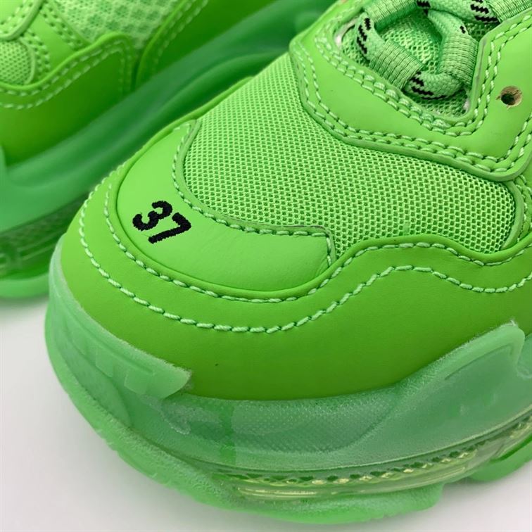 BALENCIAGA TRIPLE S CLEAR SOLE IN NEON GREEN - BLA019