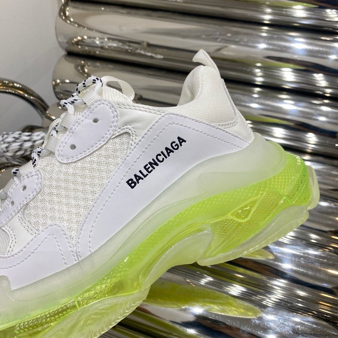 BALENCIAGA TRIPLE S WHITE GREEN CLEAR SOLE - BLA013