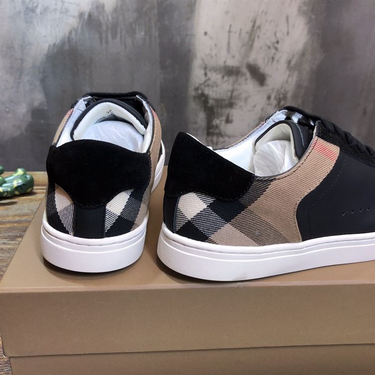 BURBERRY LEATHER AND HOUSE CHECK COTTON SNEAKERS - BBR014