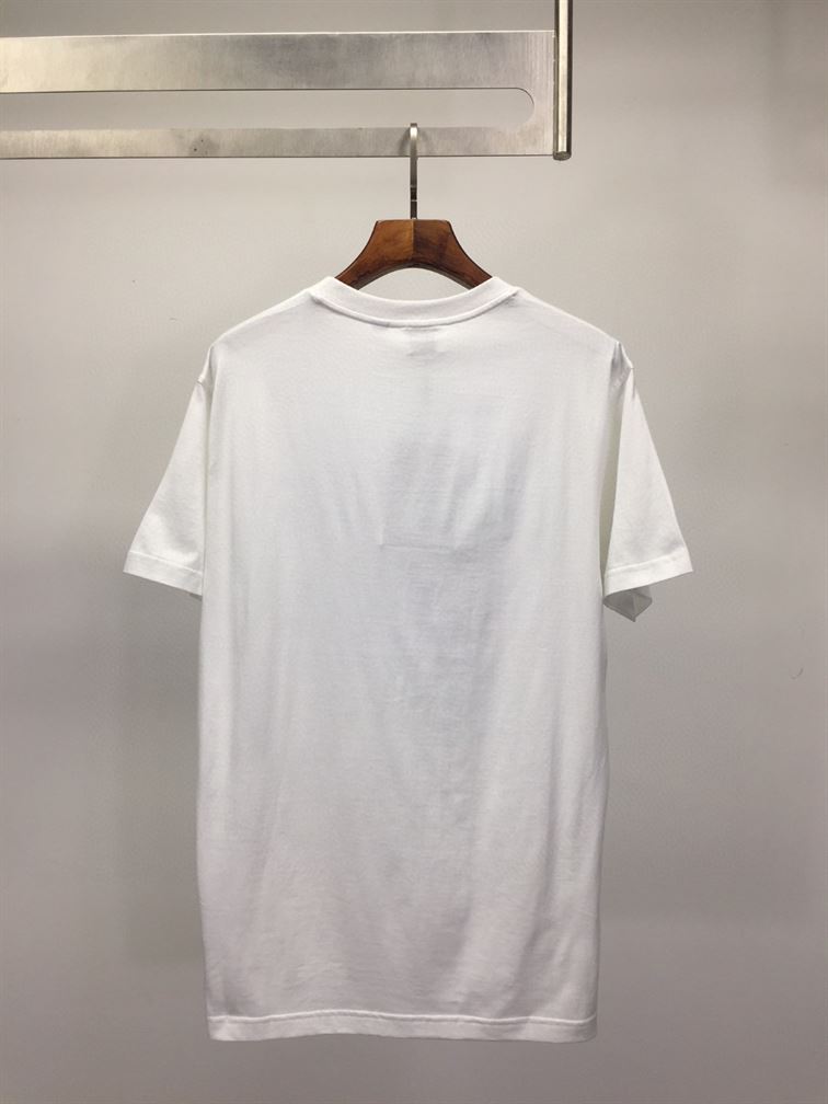 BURBERRY LOGO PRINT COTTON OVERSIZED T-SHIRT IN WHITE/BLUE - BRS005