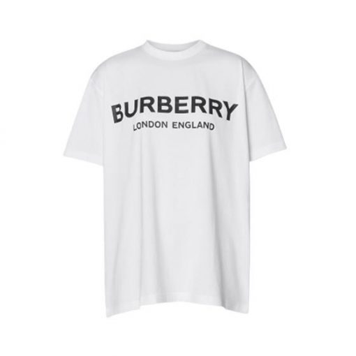 BURBERRY LOGO PRINT COTTON T-SHIRT IN WHITE - BRS009