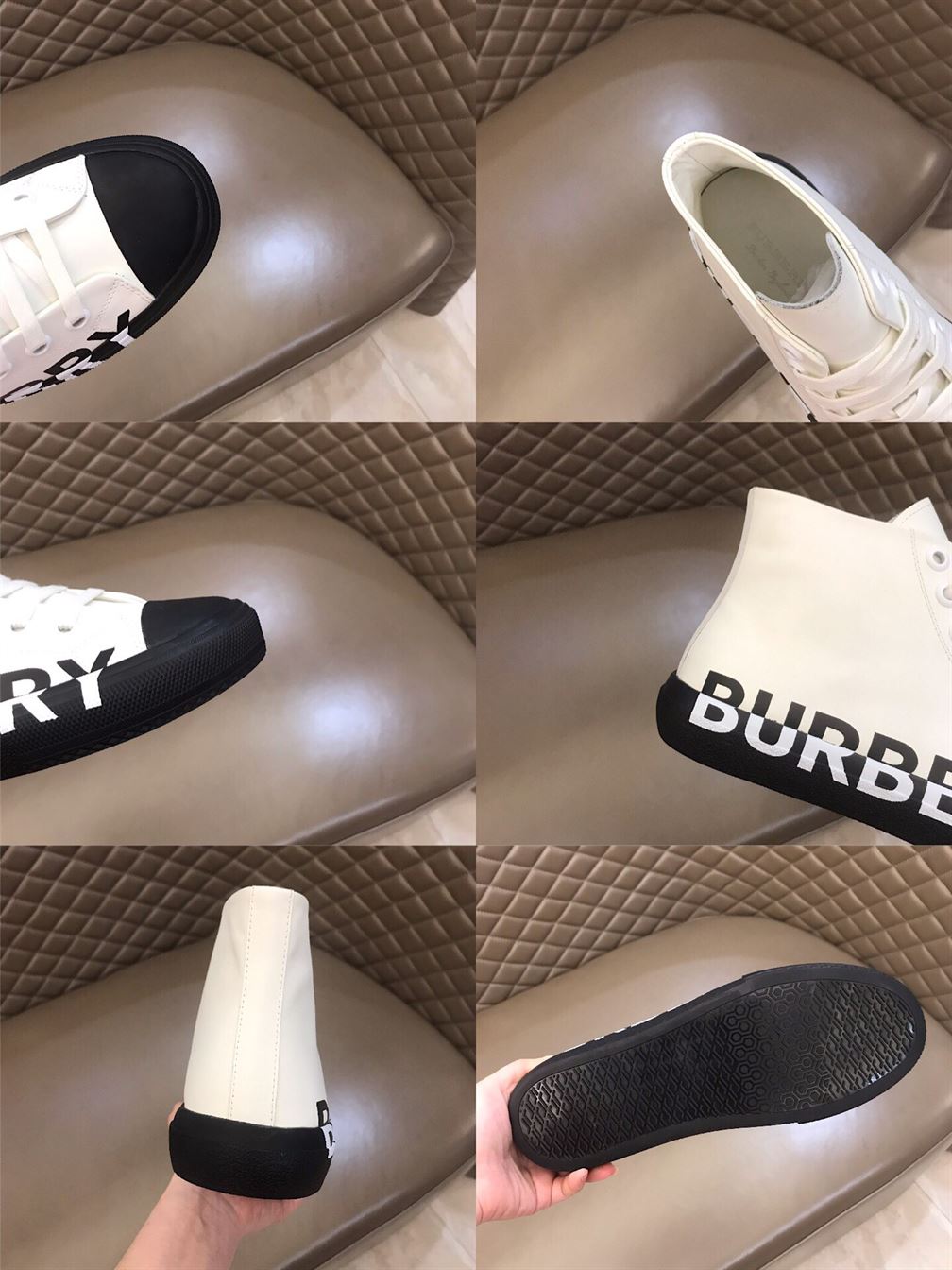 BURBERRY LOGO PRINT GABARDINE HIGH-TOP SNEAKERS - BBR029