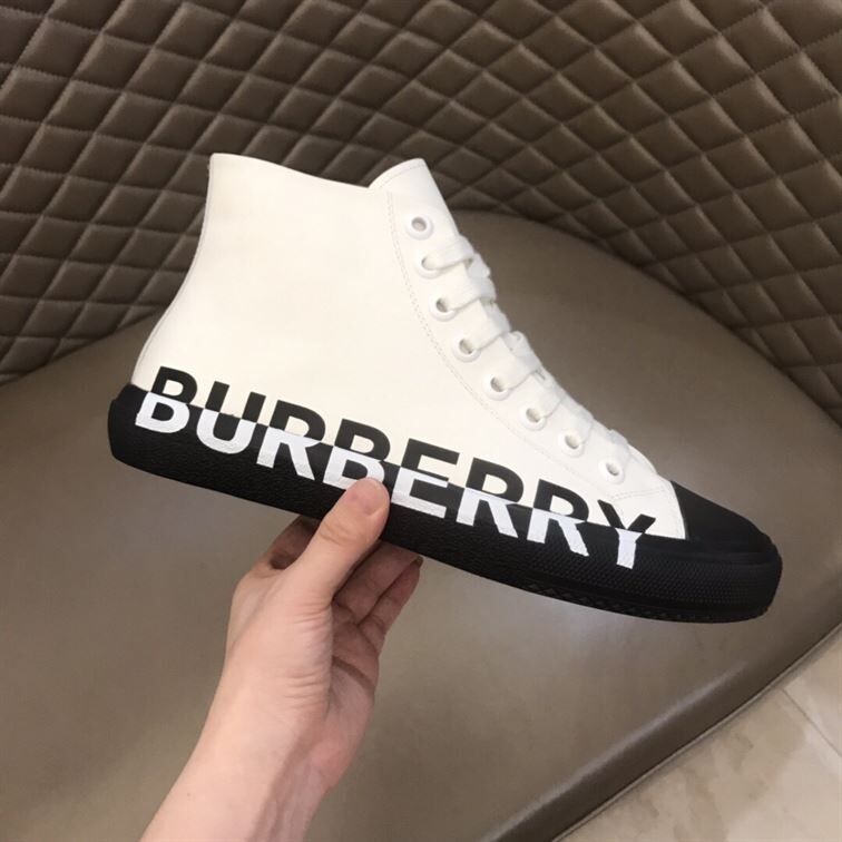 BURBERRY LOGO PRINT GABARDINE HIGH-TOP SNEAKERS - BBR029