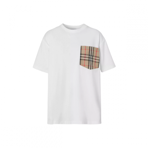 BURBERRY VINTAGE CHECK POCKET COTTON OVERSIZED T-SHIRT - BRS013