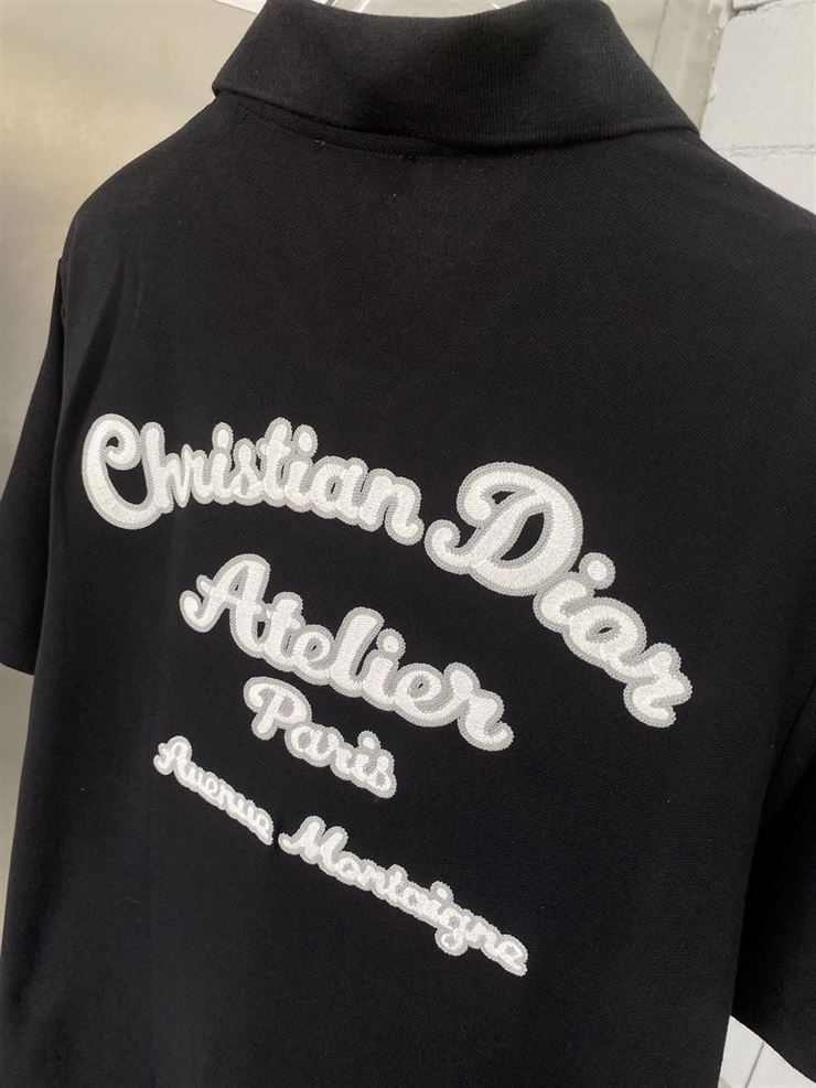 CHRISTIAN DIOR ATELIER' POLO SHIRT BLACK COTTON PIQUÉ - DOT018
