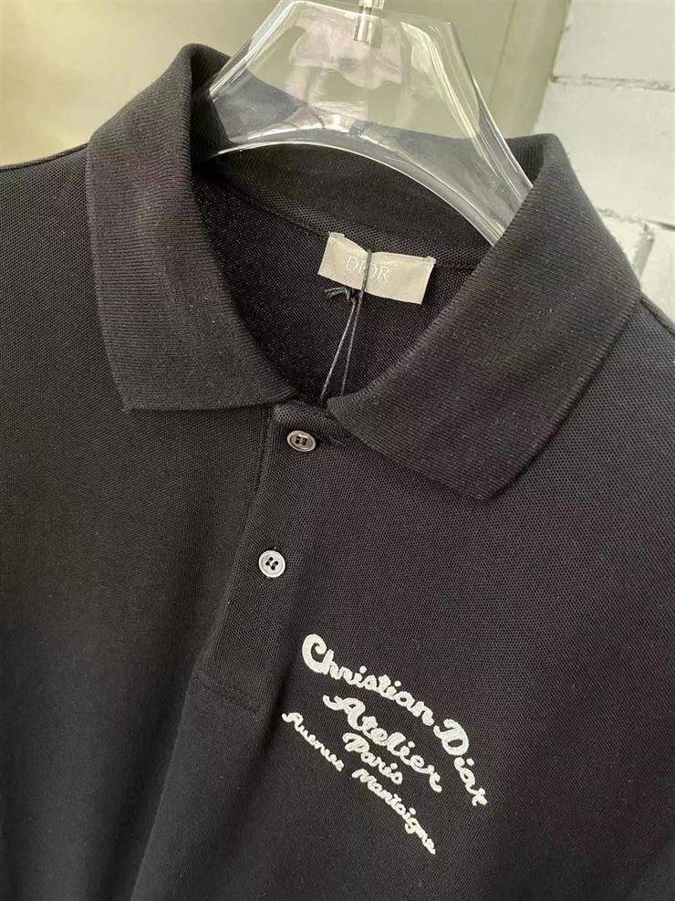 CHRISTIAN DIOR ATELIER' POLO SHIRT BLACK COTTON PIQUÉ - DOT018