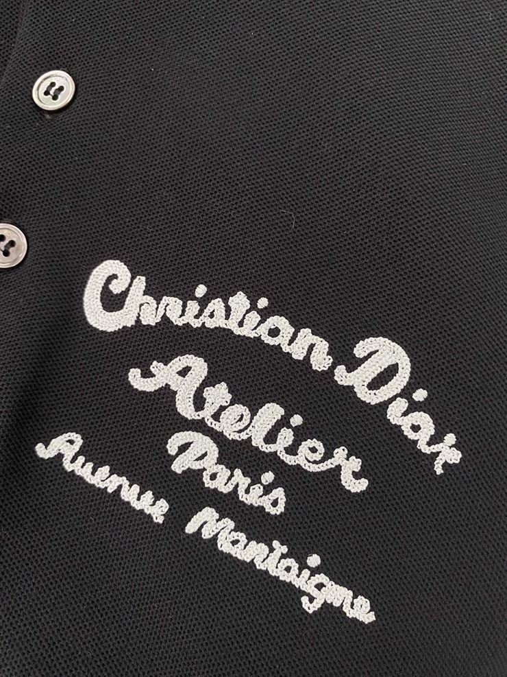 CHRISTIAN DIOR ATELIER' POLO SHIRT BLACK COTTON PIQUÉ - DOT018