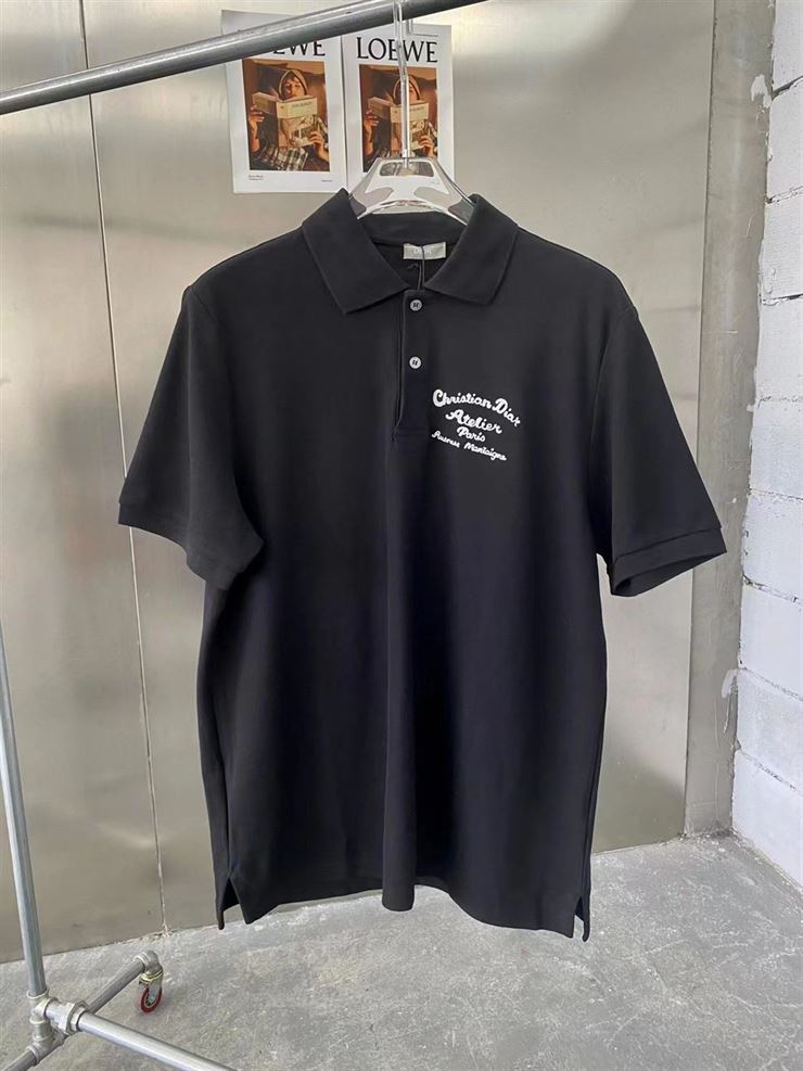 CHRISTIAN DIOR ATELIER' POLO SHIRT BLACK COTTON PIQUÉ - DOT018