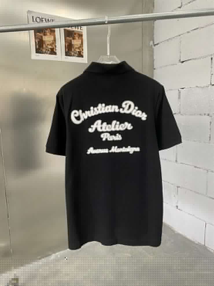 CHRISTIAN DIOR ATELIER' POLO SHIRT BLACK COTTON PIQUÉ - DOT018