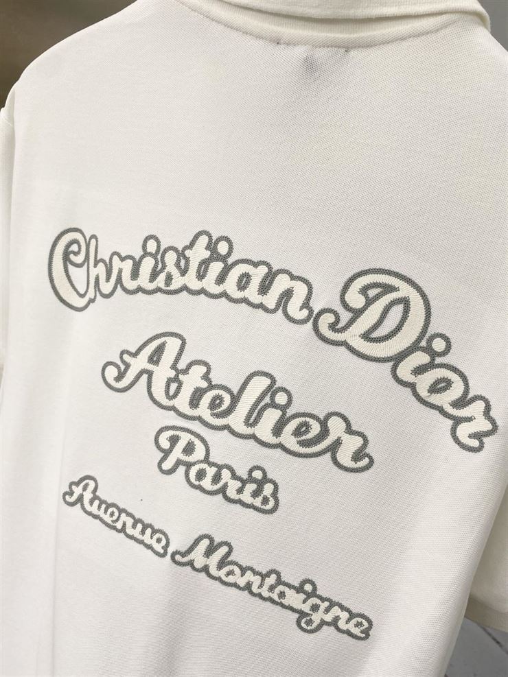 CHRISTIAN DIOR ATELIER' POLO SHIRT WHITE COTTON PIQUÃ‰ - DOT019