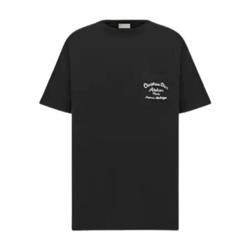 CHRISTIAN DIOR ATELIER' T-SHIRT RELAXED FIT BLACK COTTON JERSEY - DOT020