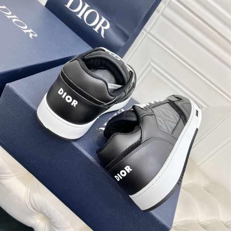 DIOR B27 LOW-TOP SNEAKER BLACK SMOOTH CALFSKIN AND CD DIAMOND CANVAS - DO141