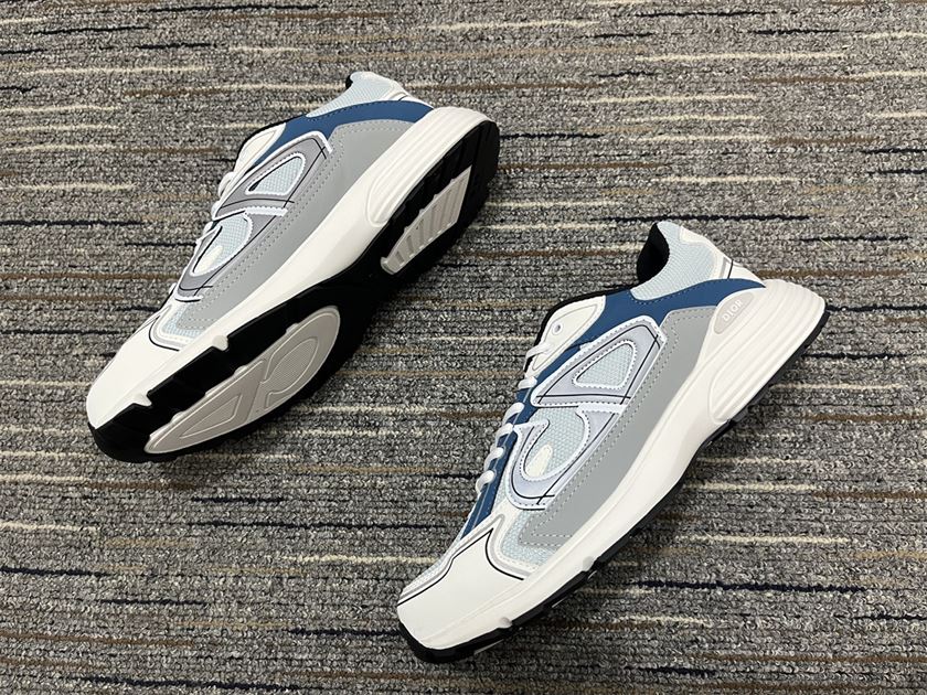 DIOR B30 SNEAKER LIGHT BLUE MESH AND BLUE GRAY AND WHITE TECHNICAL FABRIC - DO110