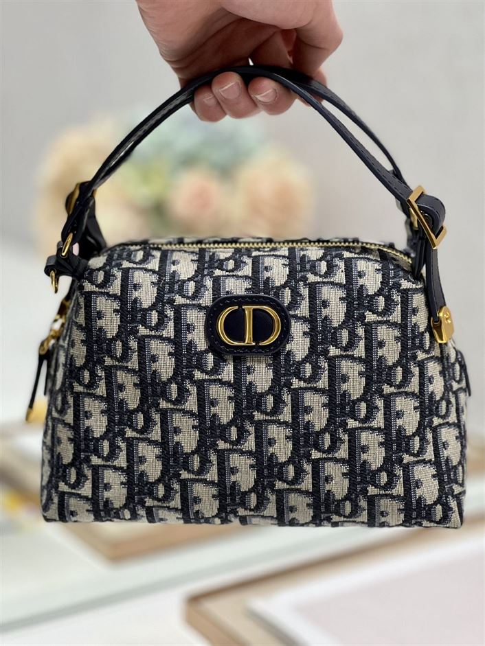 DIOR CARO D-COSY BAG BLUE DIOR OBLIQUE JACQUARD