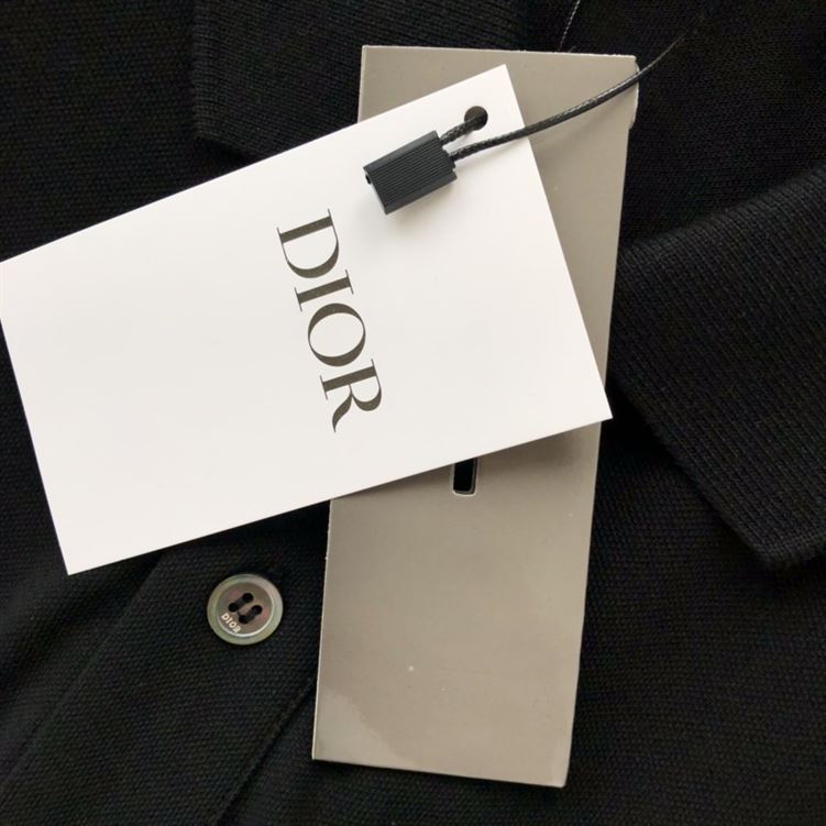 DIOR CD ICON POLO SHIRT BLACK COTTON PIQUÃ‰ - DOT026