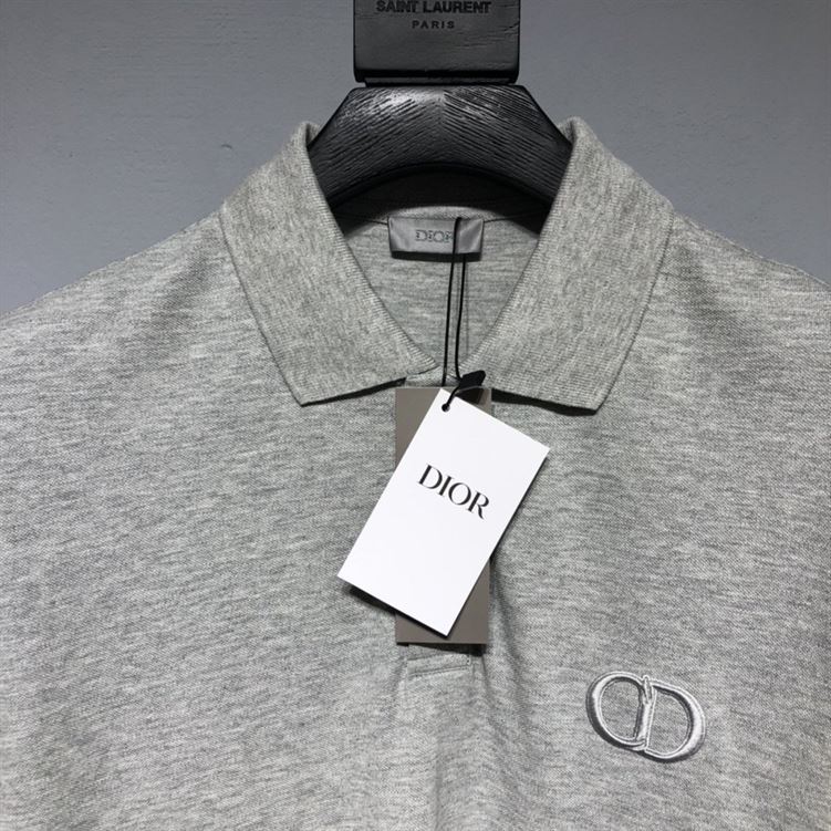 DIOR CD ICON POLO SHIRT GRAY COTTON PIQUÃ‰ - DOT024