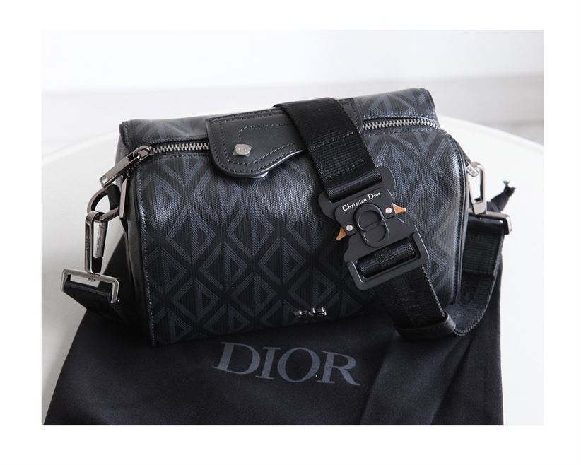 DIOR LINGOT 22 BAG BLACK CD DIAMOND CANVAS - DIO015