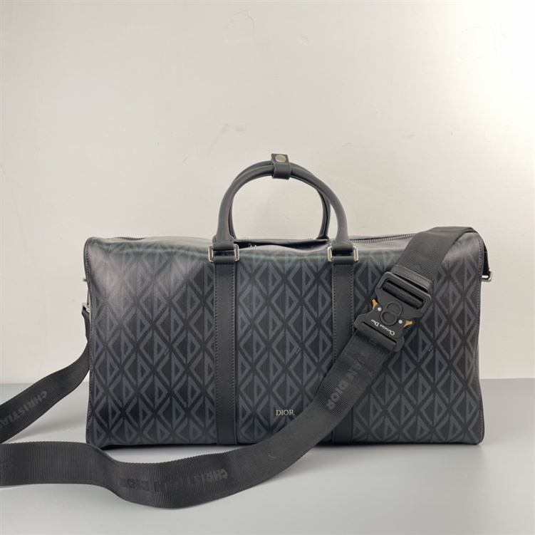 DIOR LINGOT 50 BAG BLACK CD DIAMOND CANVAS - DIO009