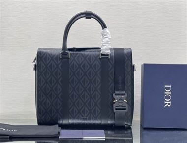 DIOR LINGOT BRIEFCASE GRAY CD DIAMOND CANVAS AND SMOOTH CALFSKIN - DIO032