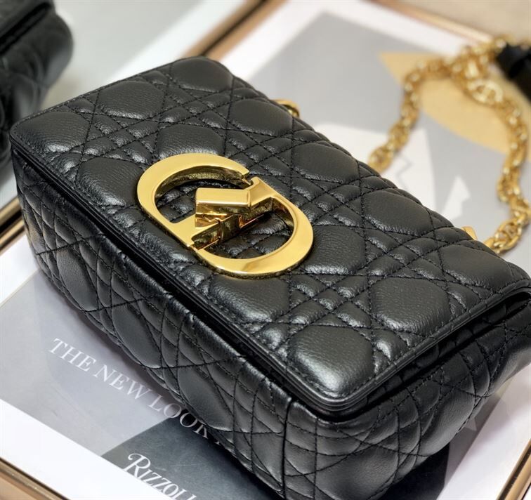 DIOR MEDIUM DIOR CARO BAG BLACK SUPPLE