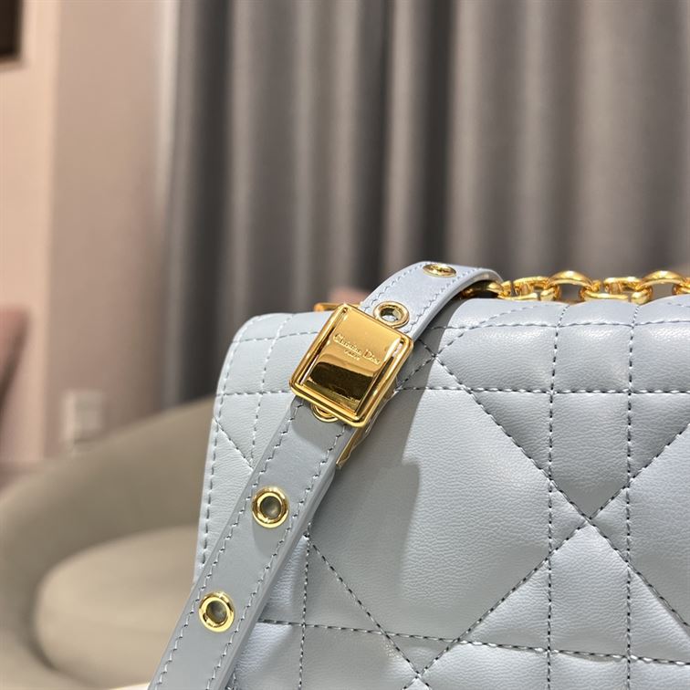 DIOR MEDIUM DIOR CARO BAG BLUE QUILTED