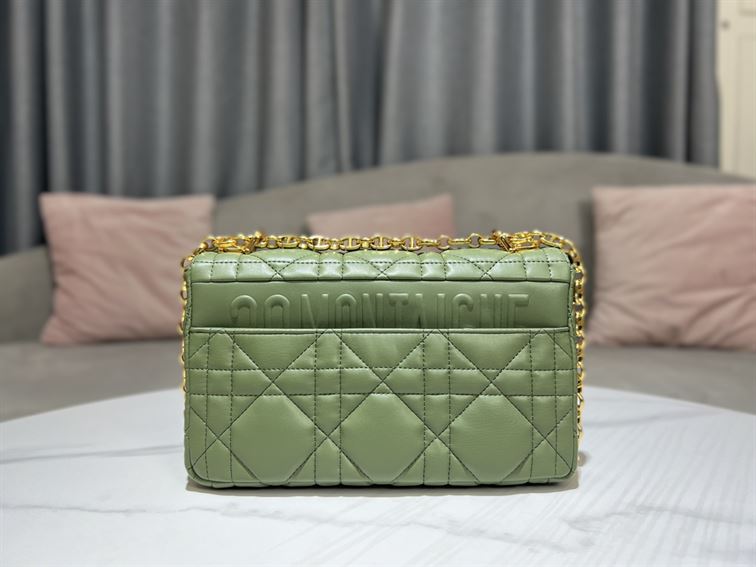 DIOR MEDIUM DIOR CARO BAG GREEN QUILTED
