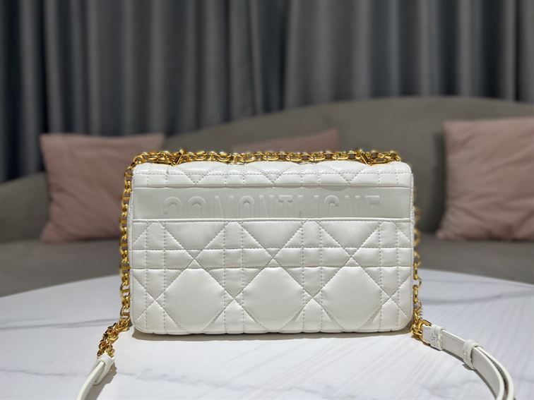 DIOR MEDIUM DIOR CARO BAG WHITE QUILTED MACROCANNAGE CALFSKIN
