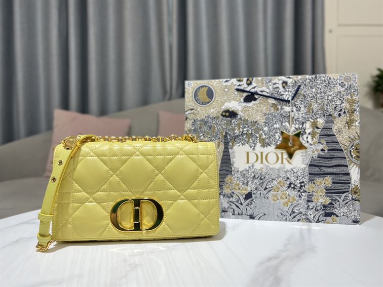 DIOR MEDIUM DIOR CARO BAG YELLOW QUILTED