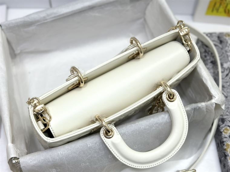 DIOR MEDIUM LADY D-JOY BAG LATTE QUILTED EFFEC