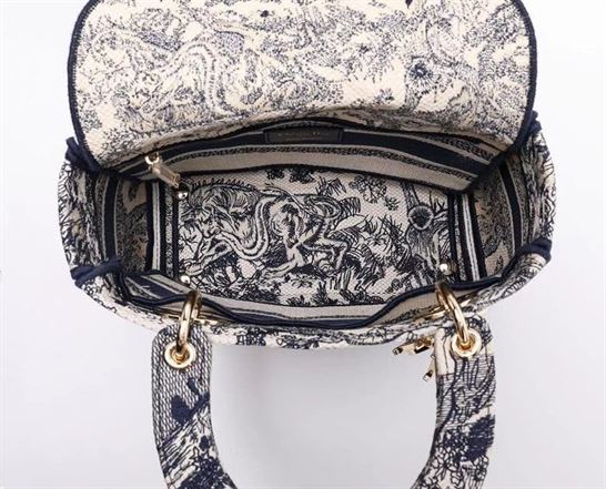 DIOR MEDIUM LADY D-LITE BAG BLUE TOILE