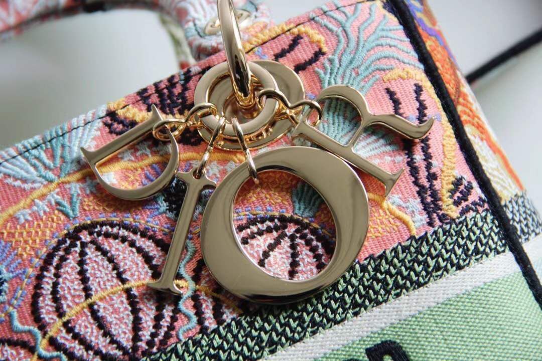 DIOR MEDIUM LADY D-LITE BAG IN MULTICOLOR LIGHTS EMBROIDERY