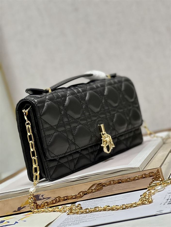 DIOR MISS DIOR MINI BAG BLACK CANNAGE LAMBSKIN