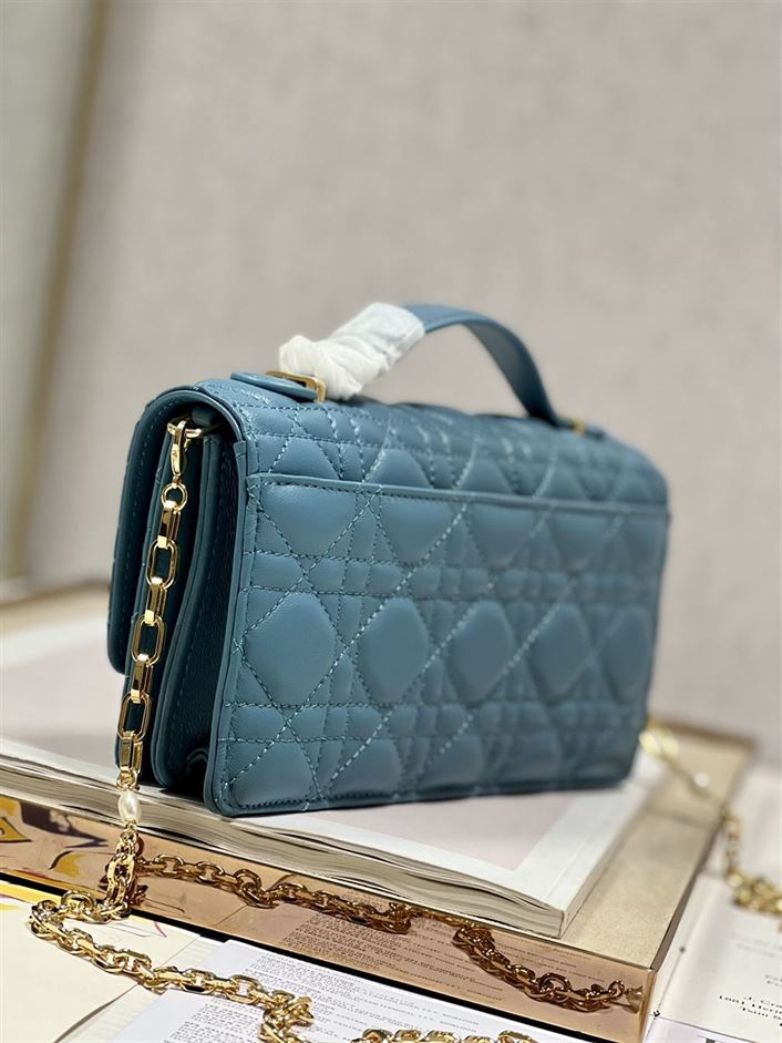 DIOR MISS DIOR MINI BAG BLUE CANNAGE LAMBSKIN