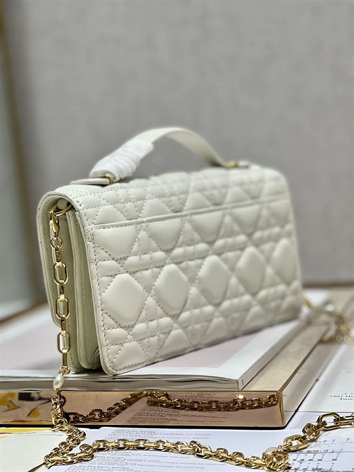 DIOR MISS DIOR MINI BAG LATTE CANNAGE LAMBSKIN
