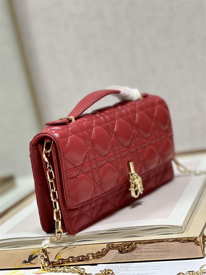 DIOR MISS DIOR MINI BAG RED CANNAGE LAMBSKIN